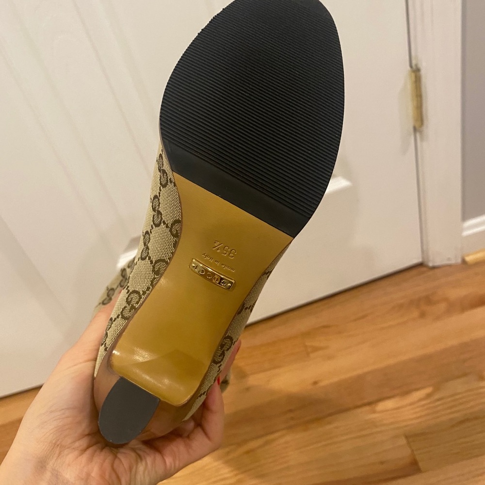 New GUCCI GG canvas mid-heel boot Sz 5.5 - Picture 16 of 16